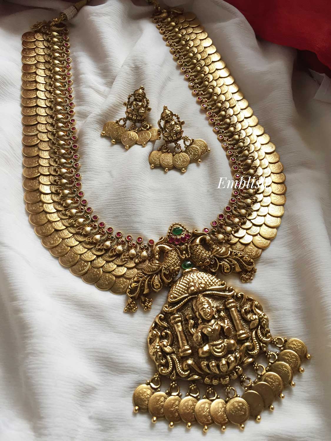 Triple Layer Lakshmi Coin Grand Double Peacock Mahal Haram